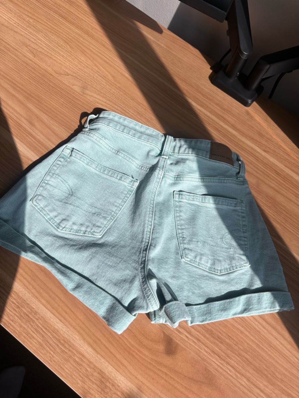 American Eagle Outfitters Light Mint High-Rise Denim Shorts